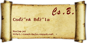 Csánk Béla névjegykártya